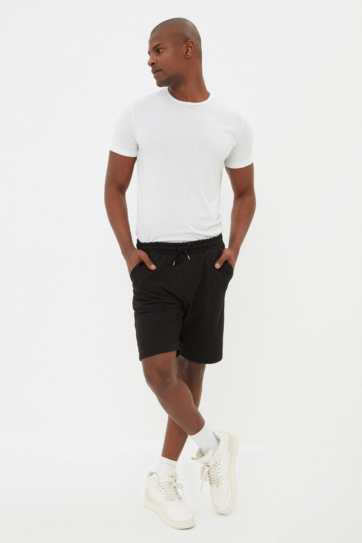 Black Regular Straight Shorts, , large image number 6