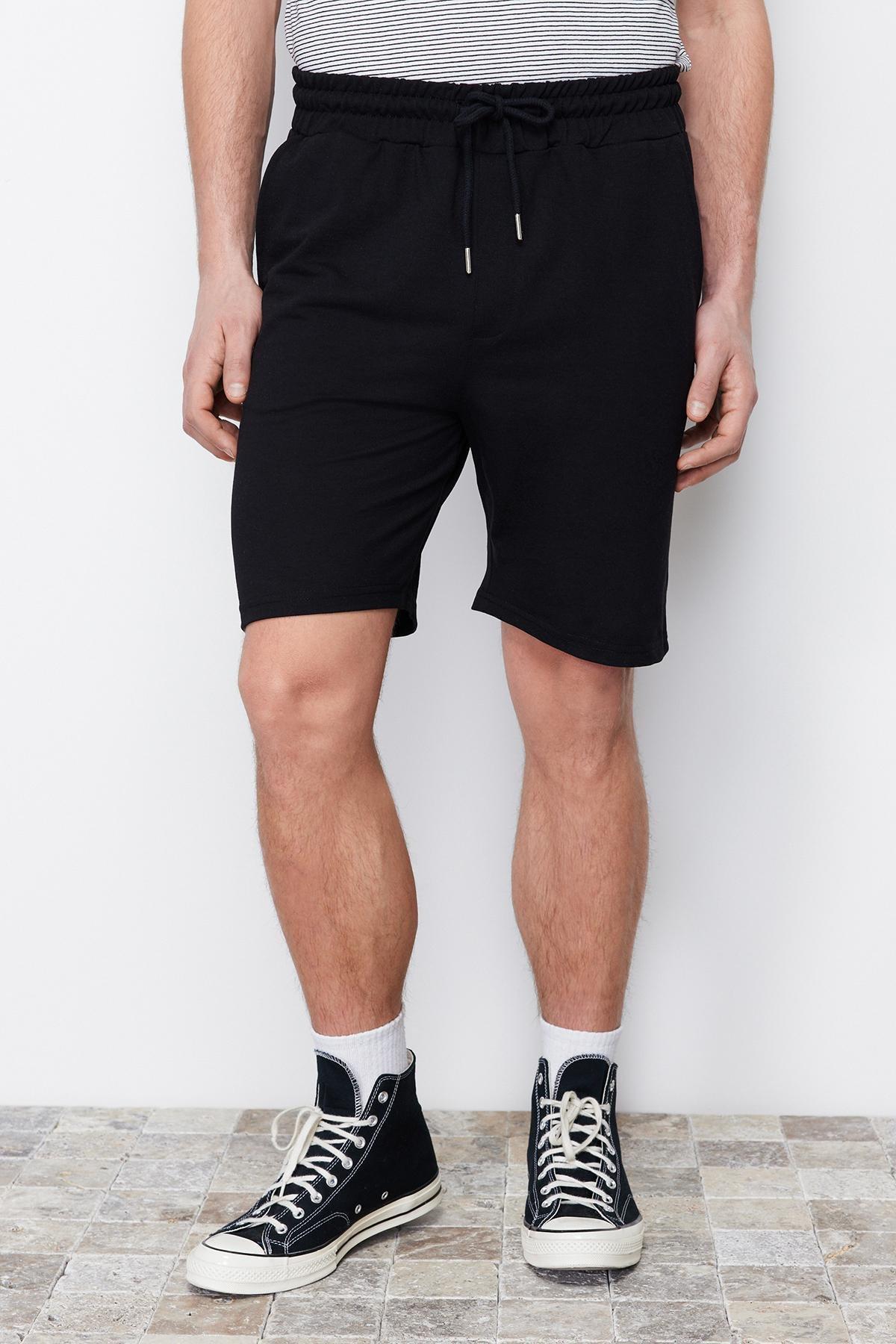 Black Regular Straight Shorts, , large image number 7