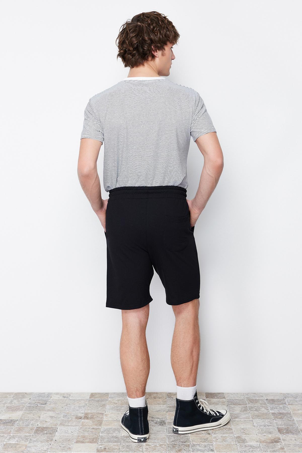 Black Regular Straight Shorts, , large image number 9