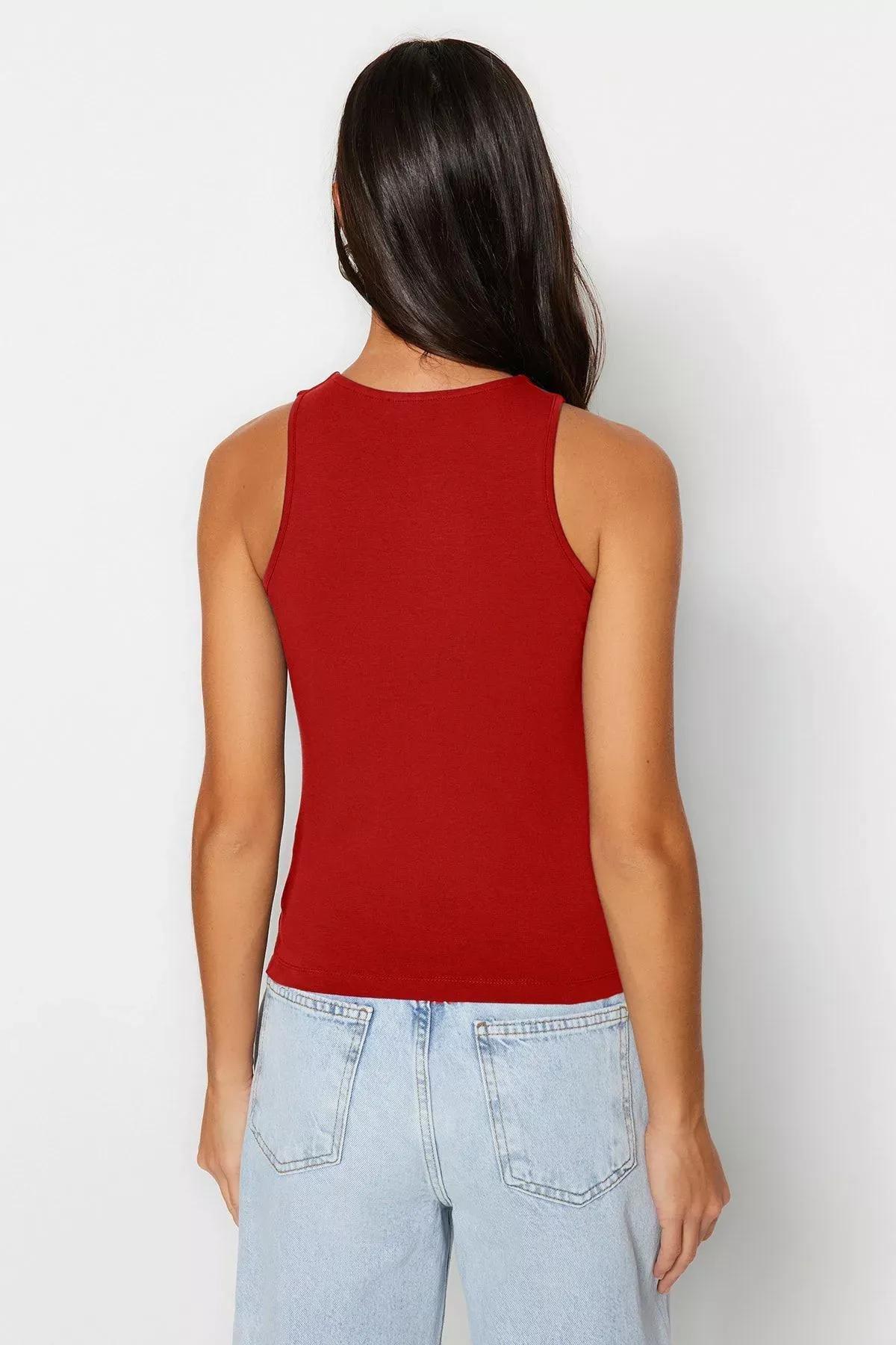 Red Halter Neck Stretch Undershirt, , large image number 3