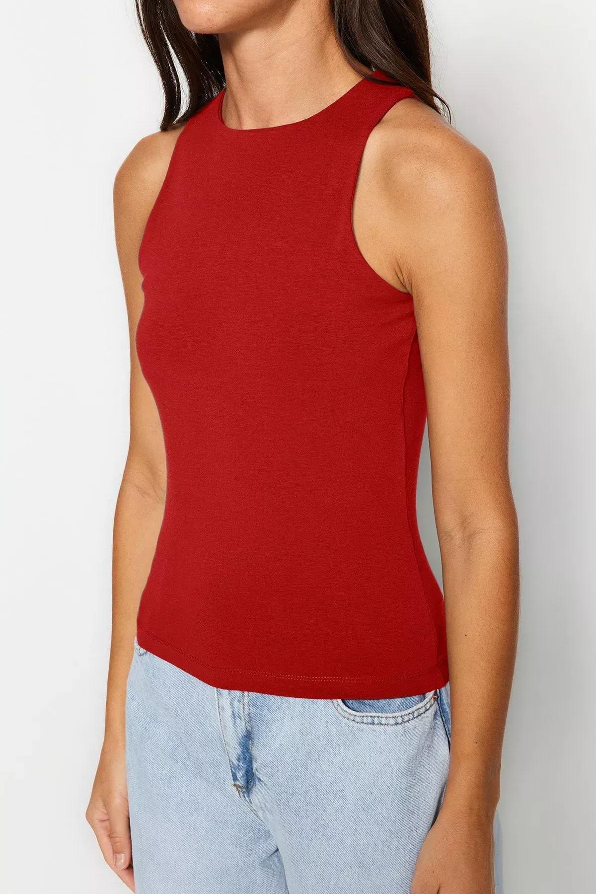 Red Halter Neck Stretch Undershirt, , large image number 4