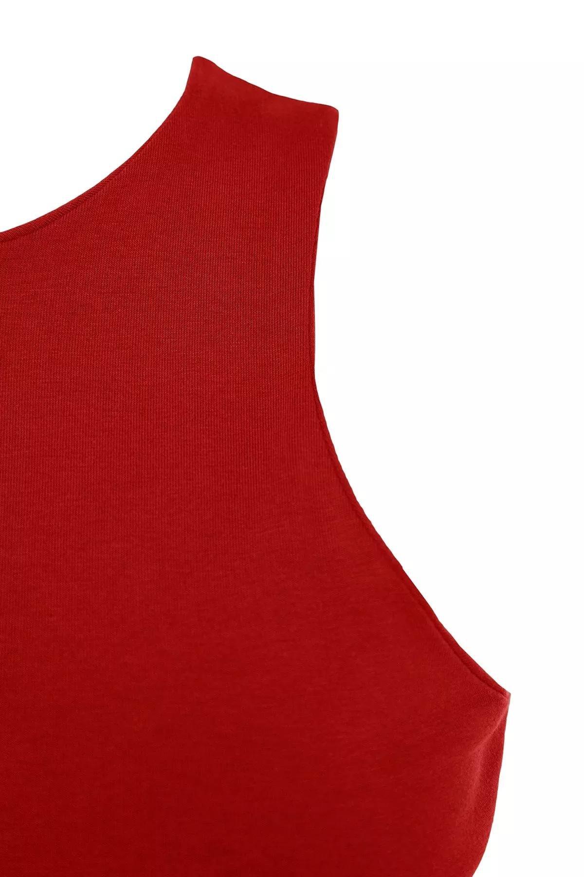 Red Halter Neck Stretch Undershirt, , large image number 6