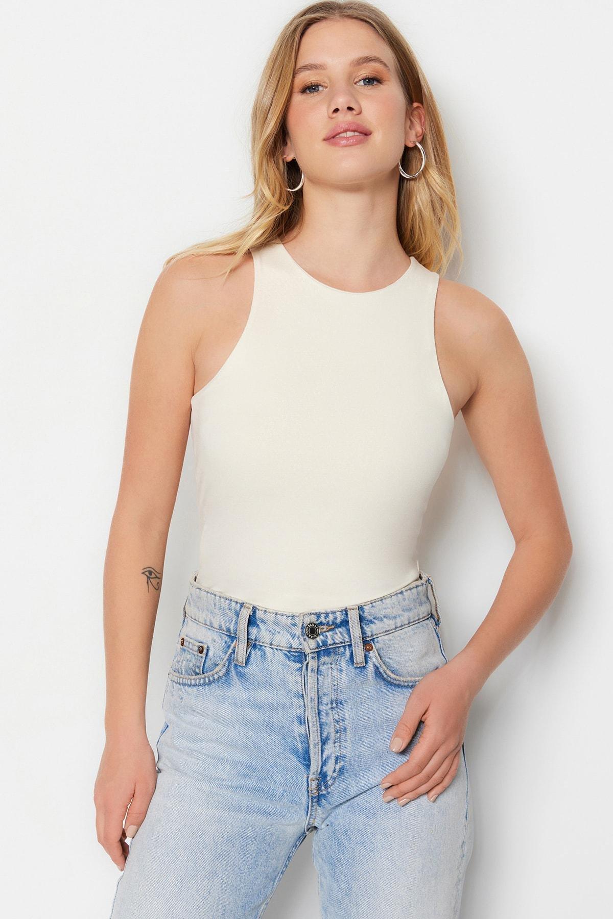 Beige Slim Tank Top, , large image number 0