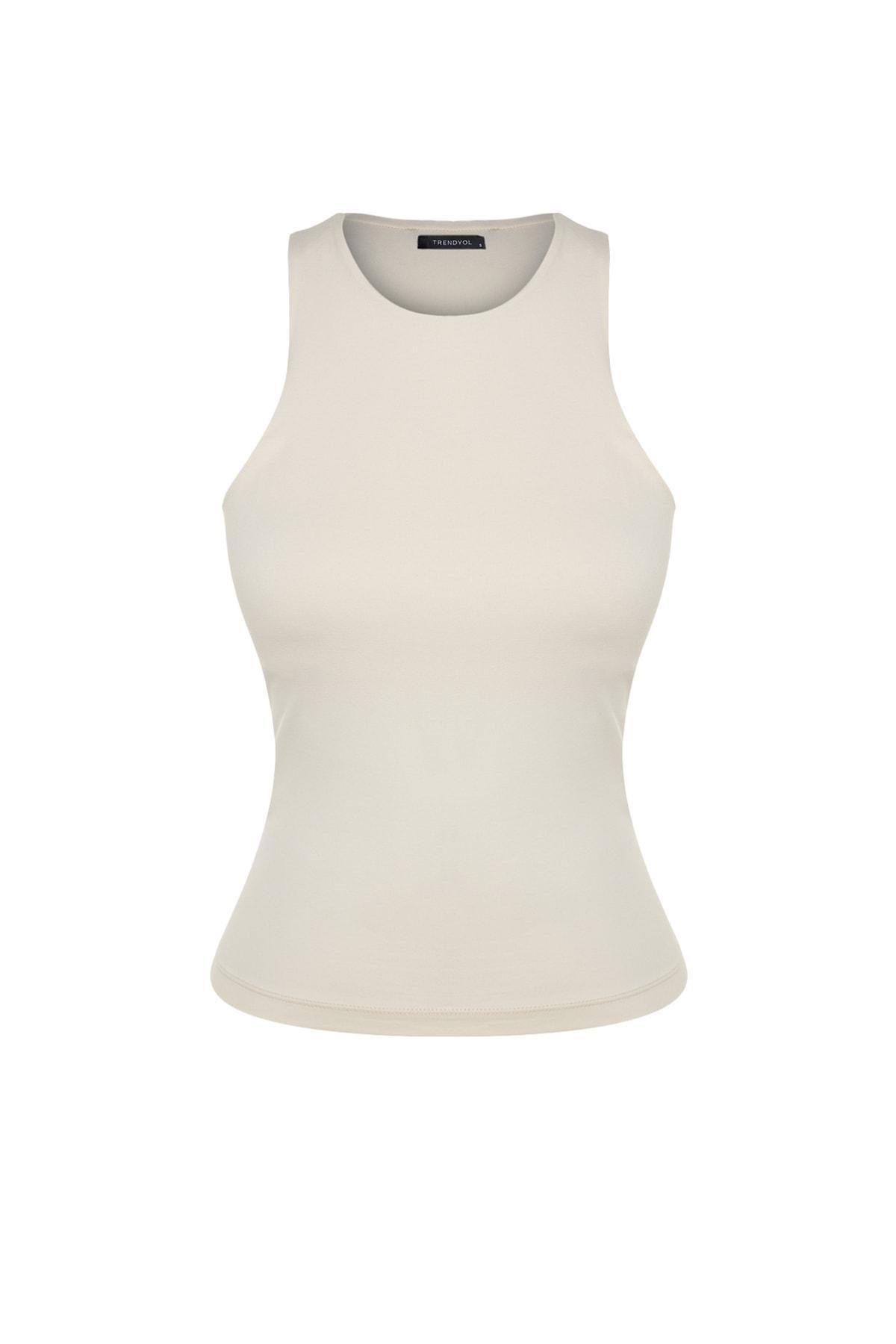 Beige Slim Tank Top, , large image number 5