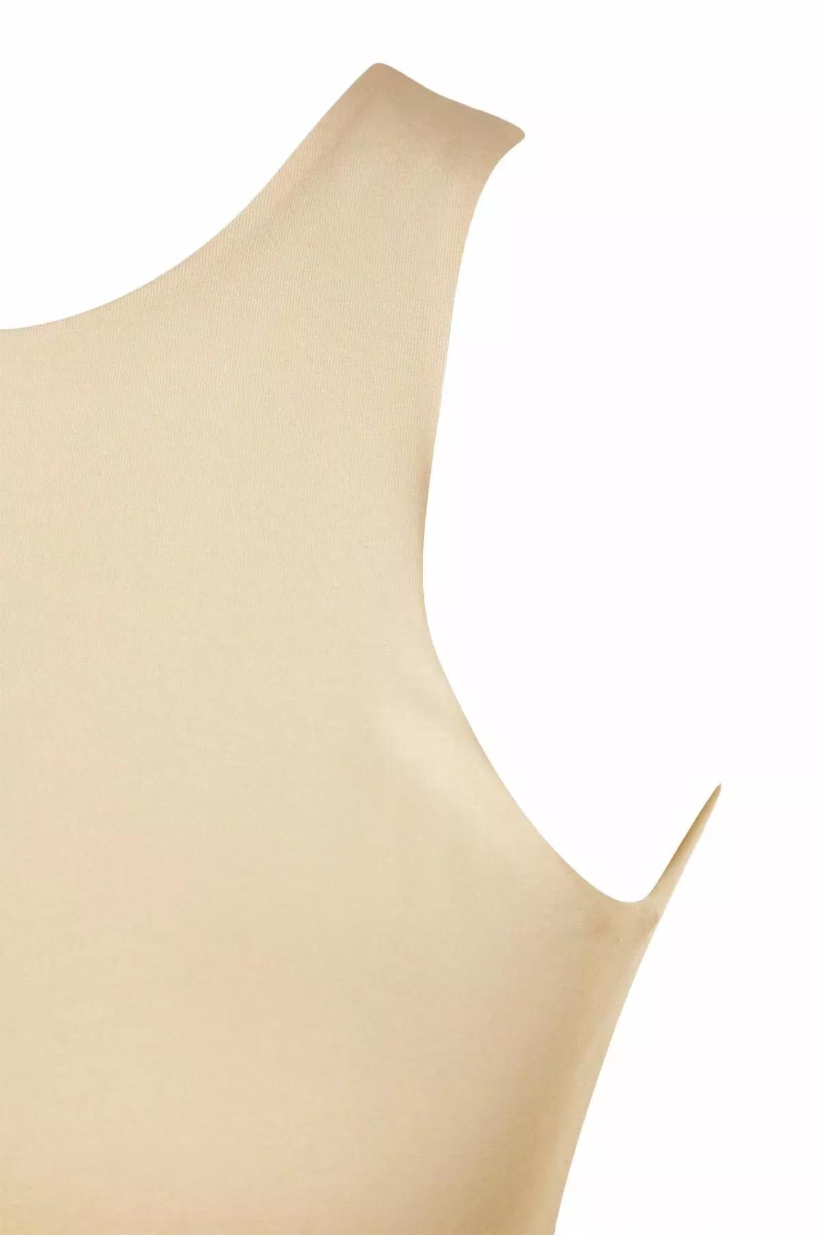 بلوزة بدون أكمام بقصة سليم فت، بيج, Beige, large image number 5