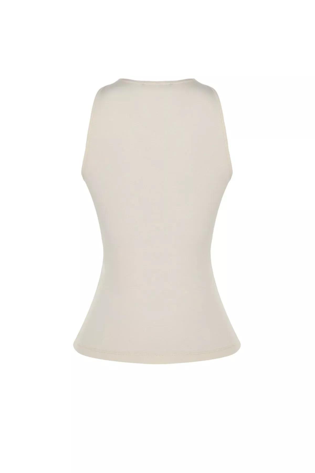 بلوزة بدون أكمام بقصة سليم فت، بيج, Beige, large image number 7