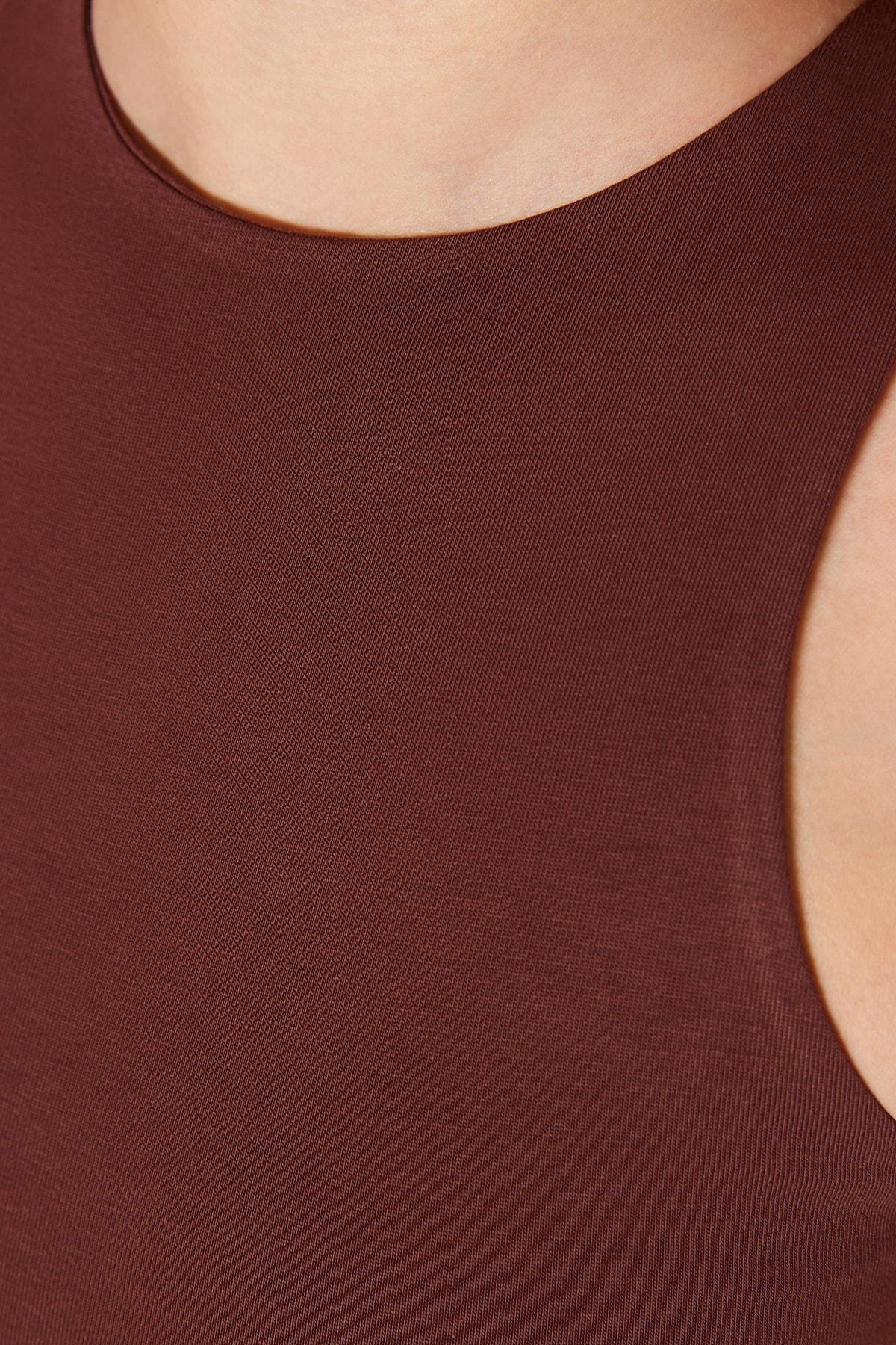 Brown Slim Tank Top, , large image number 3
