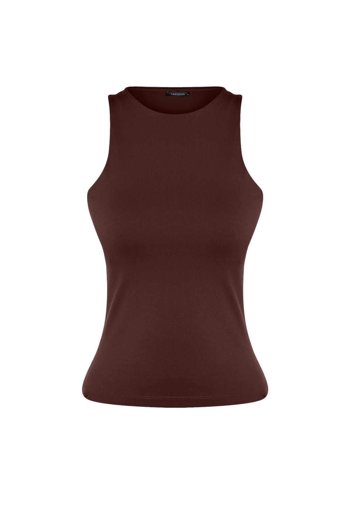 Brown Slim Tank Top, , large image number 5
