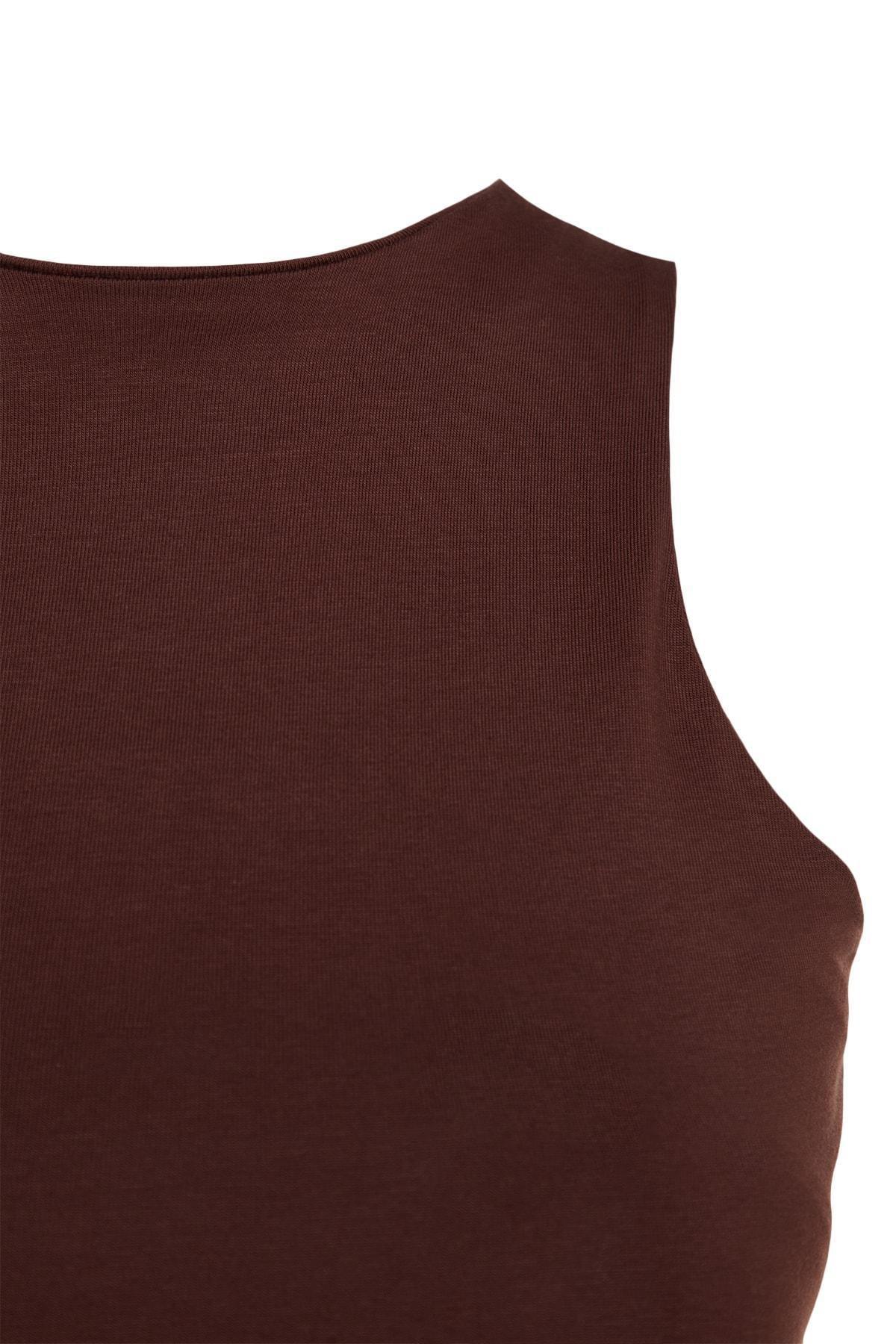 Brown Slim Tank Top, , large image number 6