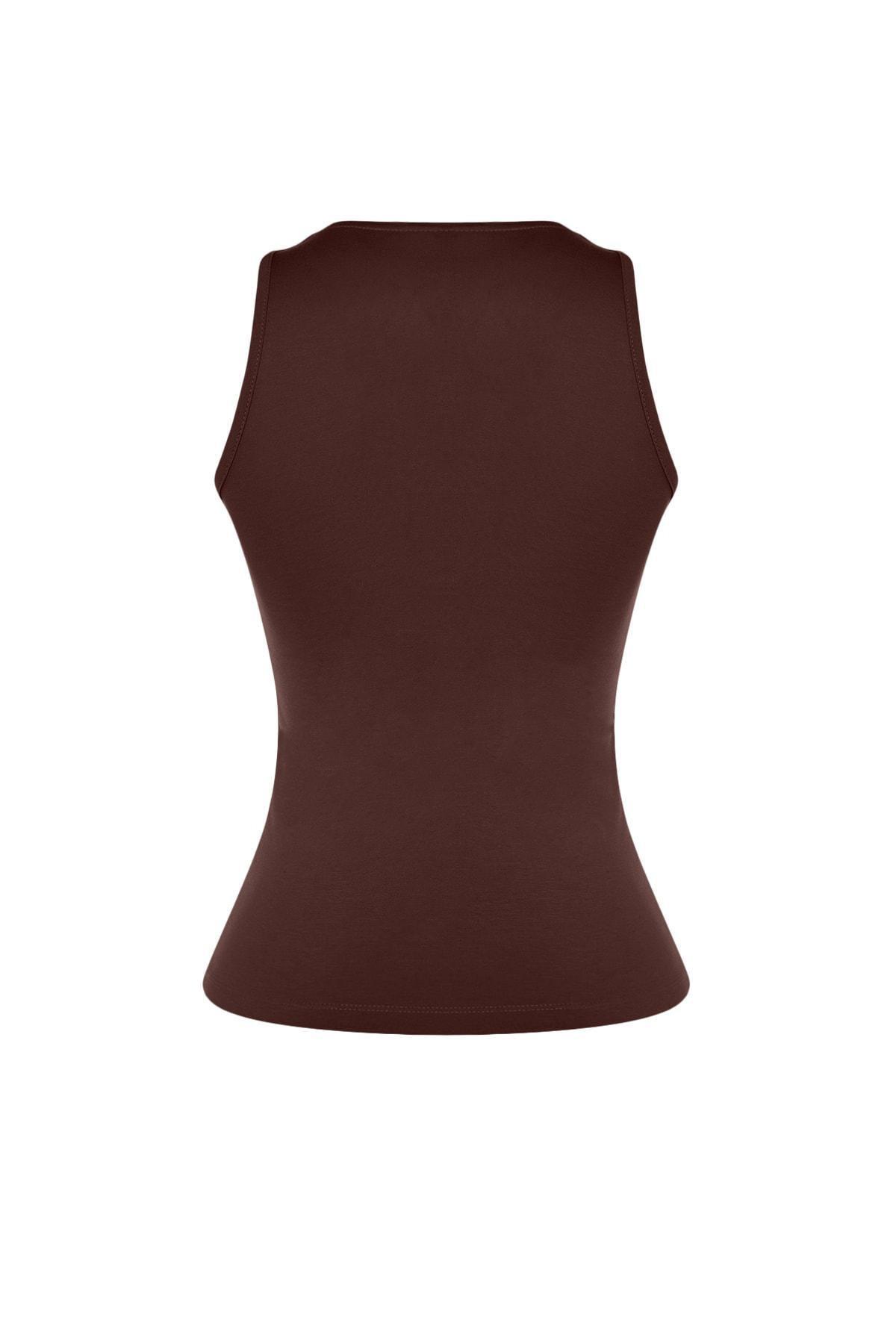 Brown Slim Tank Top, , large image number 7