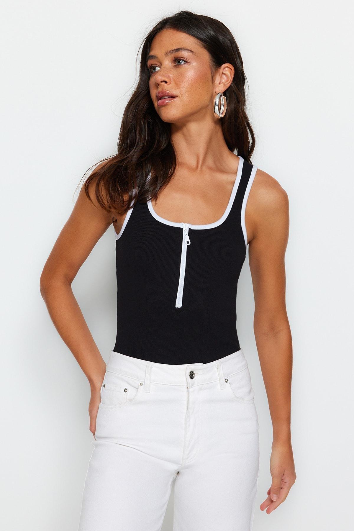 Black block Bodysuit, BLACK, large image number 1