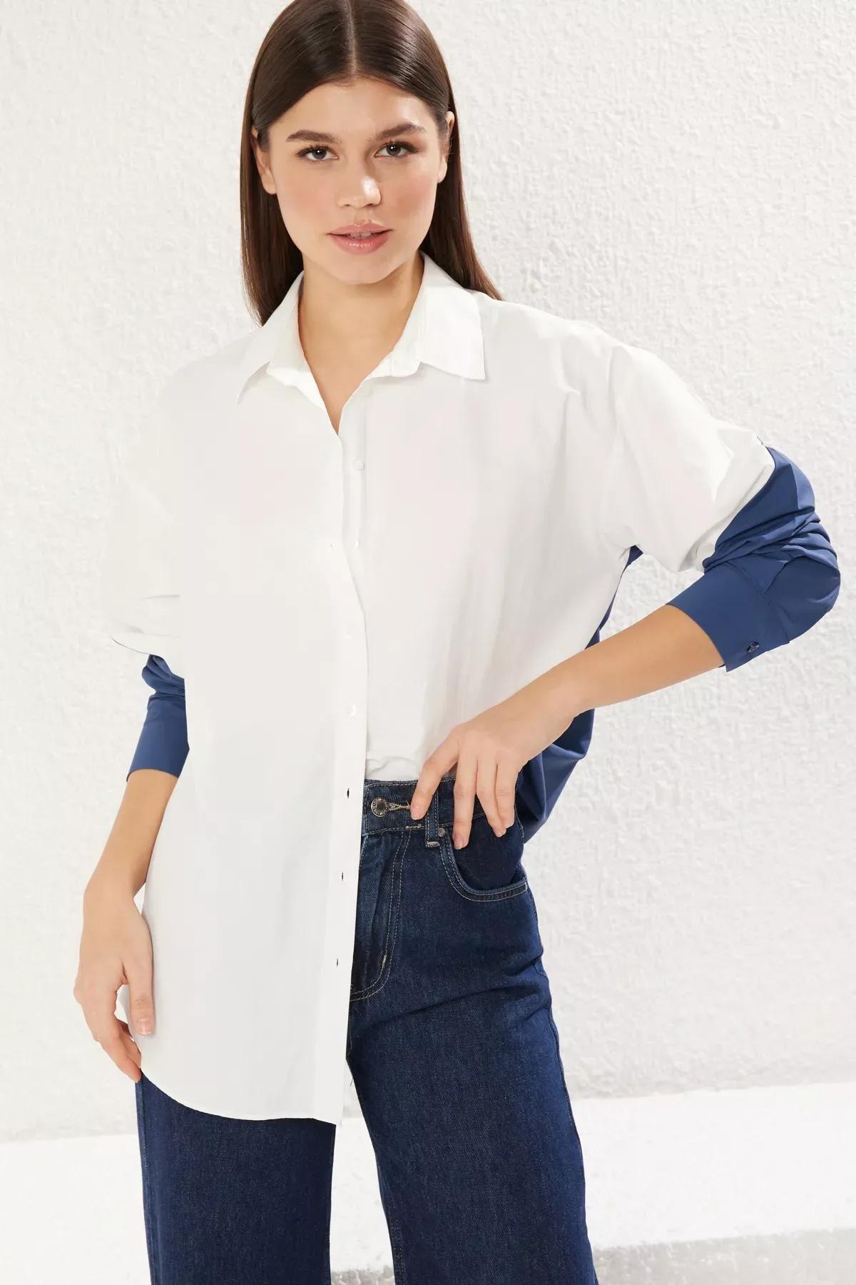 Navy Color Block Shirt, , large image number 0