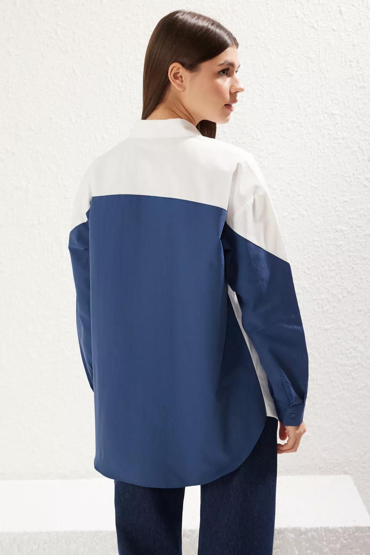 Navy Color Block Shirt, , large image number 4