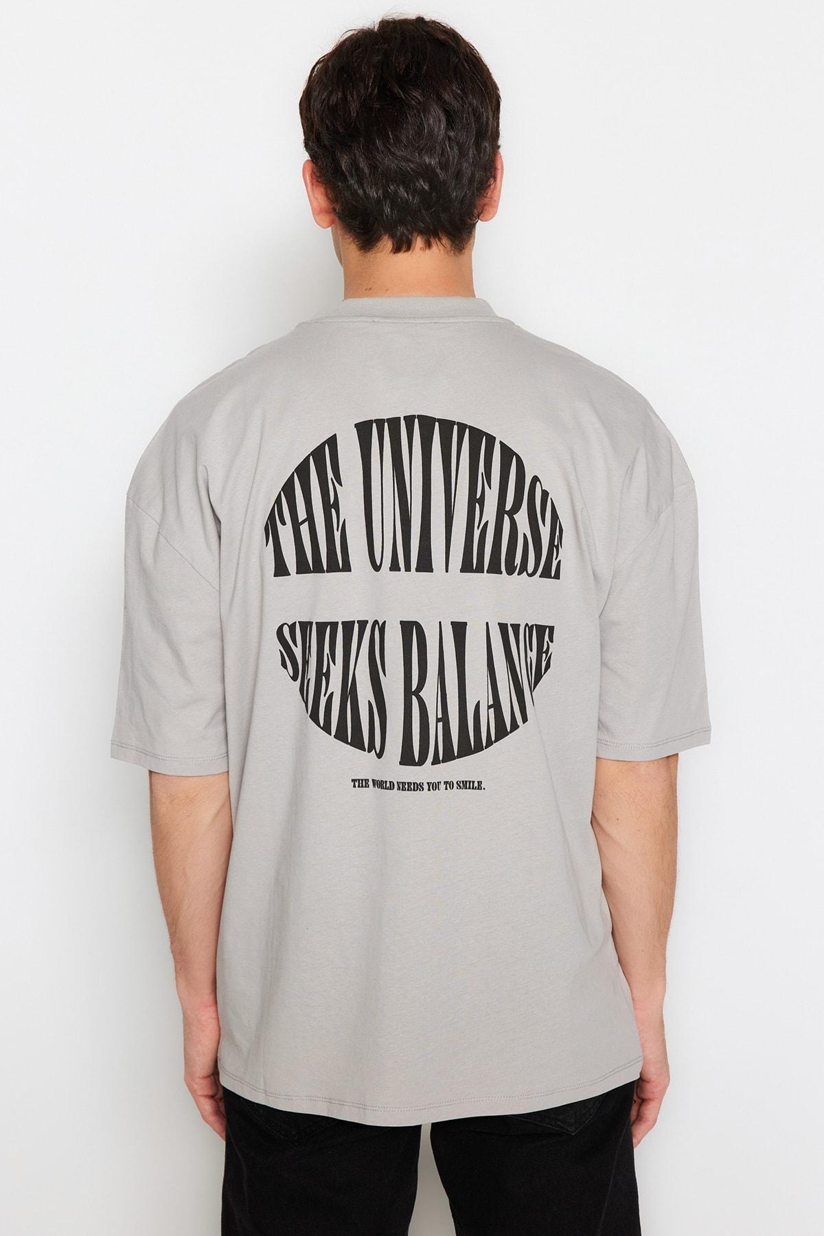 Grey Printed Oversize T-Shirt, , large image number 0