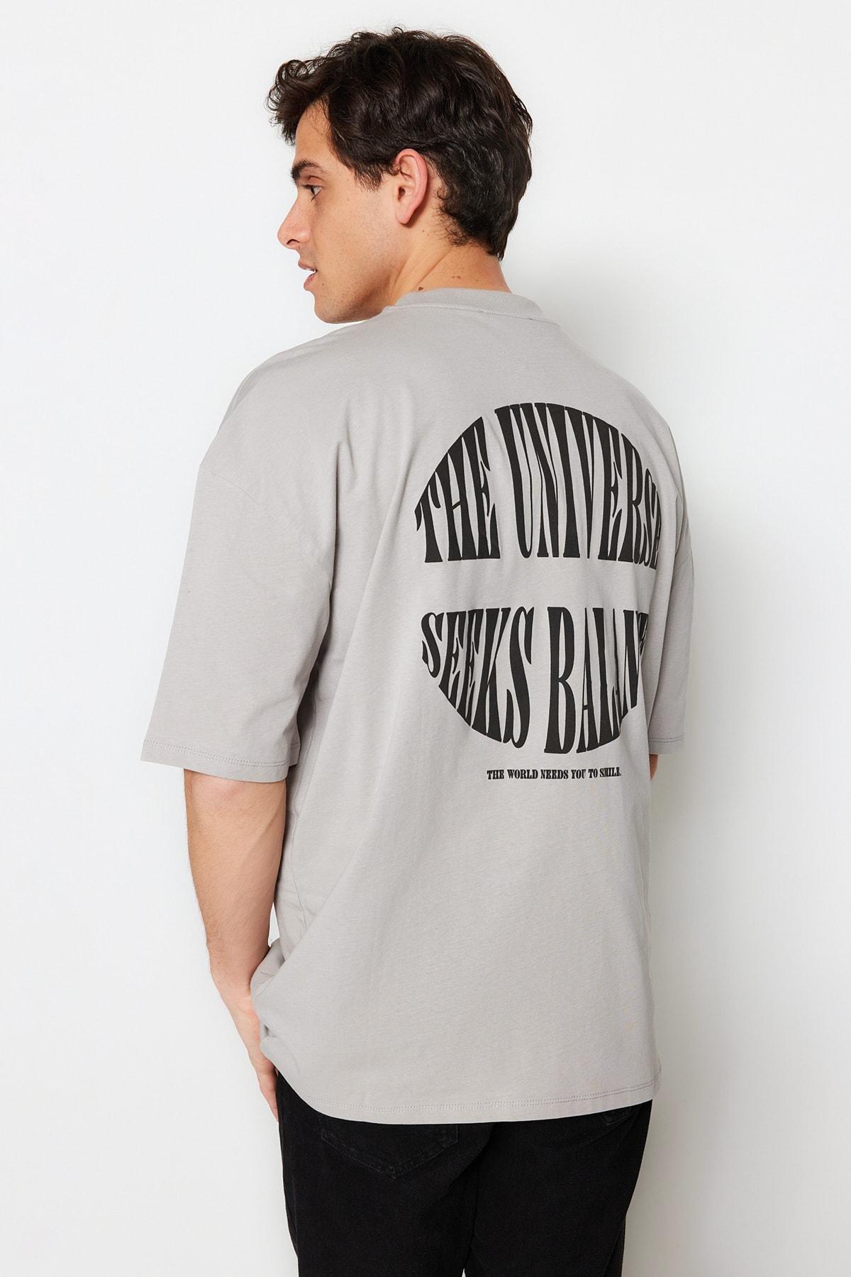 Grey Printed Oversize T-Shirt, , large image number 1