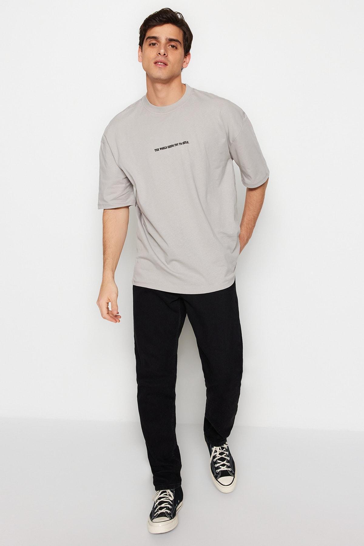 Grey Printed Oversize T-Shirt, , large image number 2