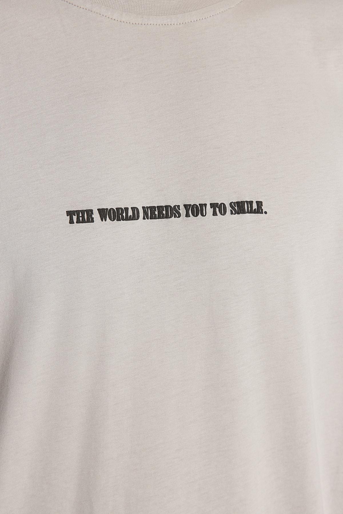 Grey Printed Oversize T-Shirt, , large image number 4