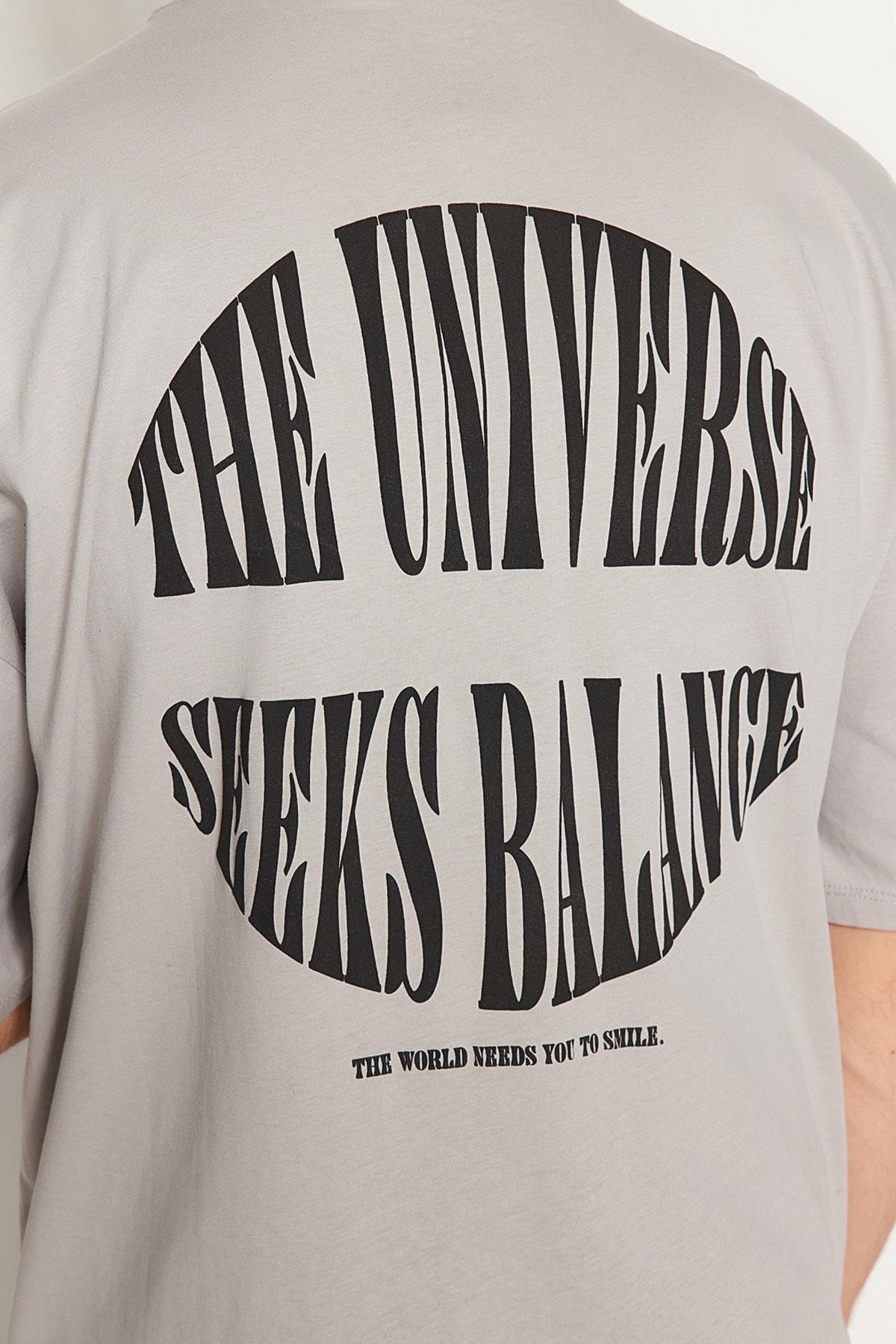 Grey Printed Oversize T-Shirt, , large image number 5