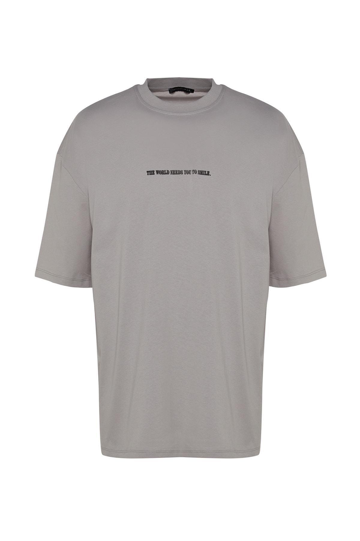 Grey Printed Oversize T-Shirt, , large image number 6