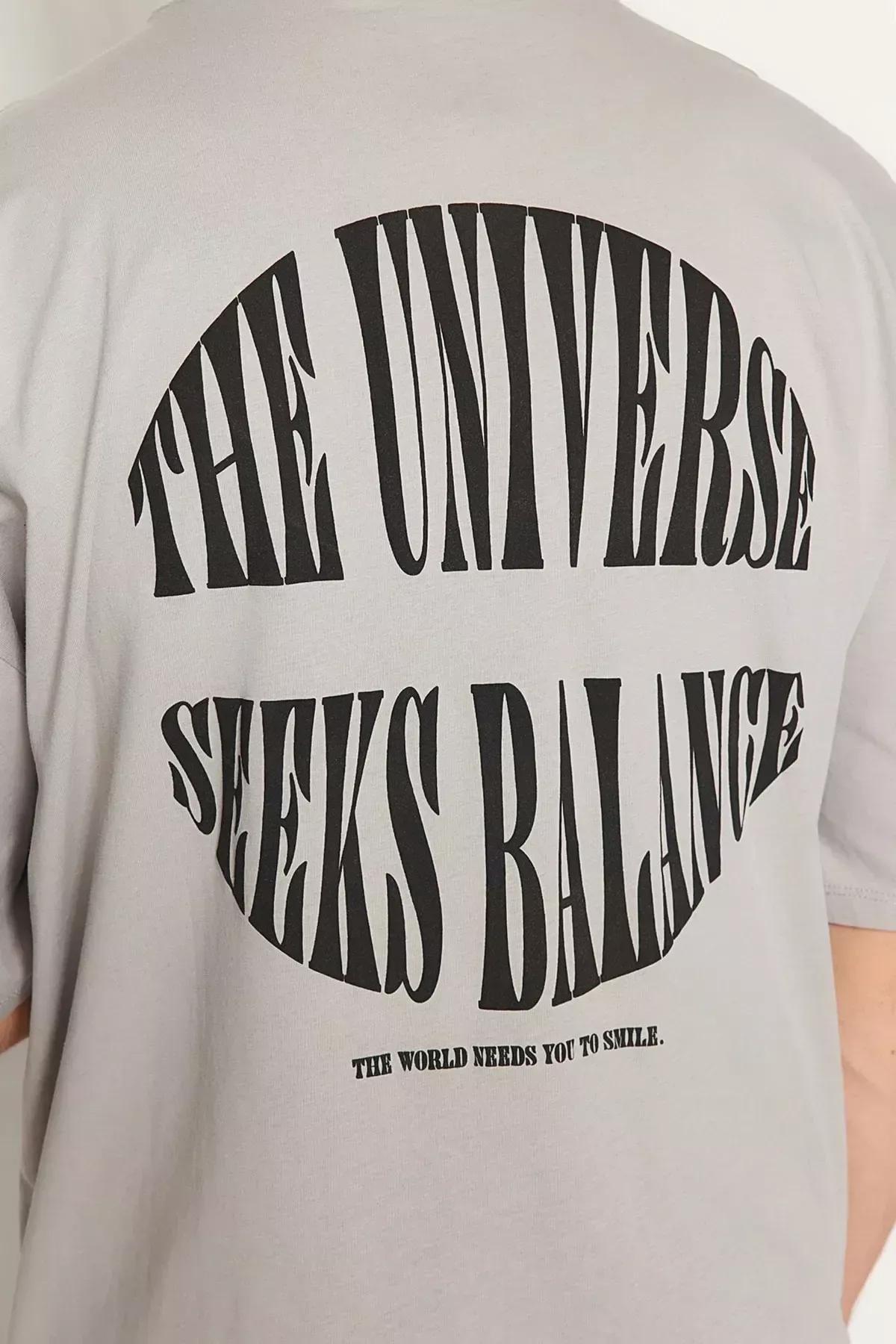 Grey Printed Oversize T-Shirt, Gray, large image number 8