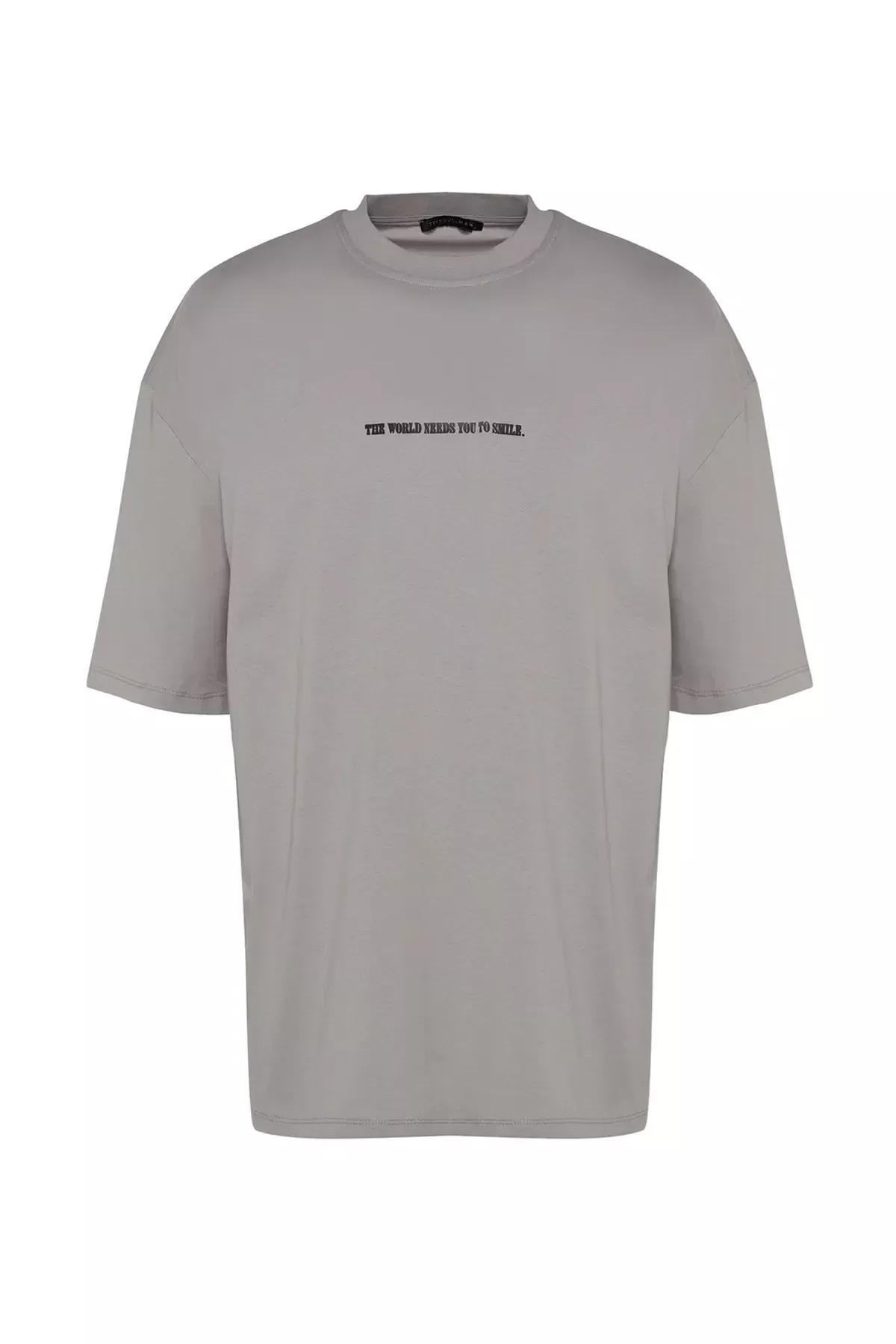 Grey Printed Oversize T-Shirt, Gray, large image number 9