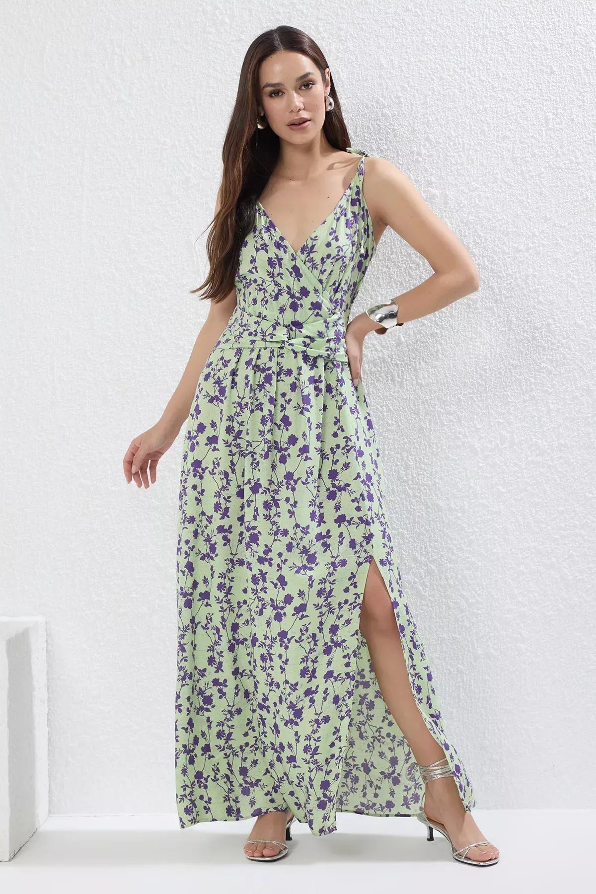 Green Animal A-Cut Maxi Dress, , large image number 0