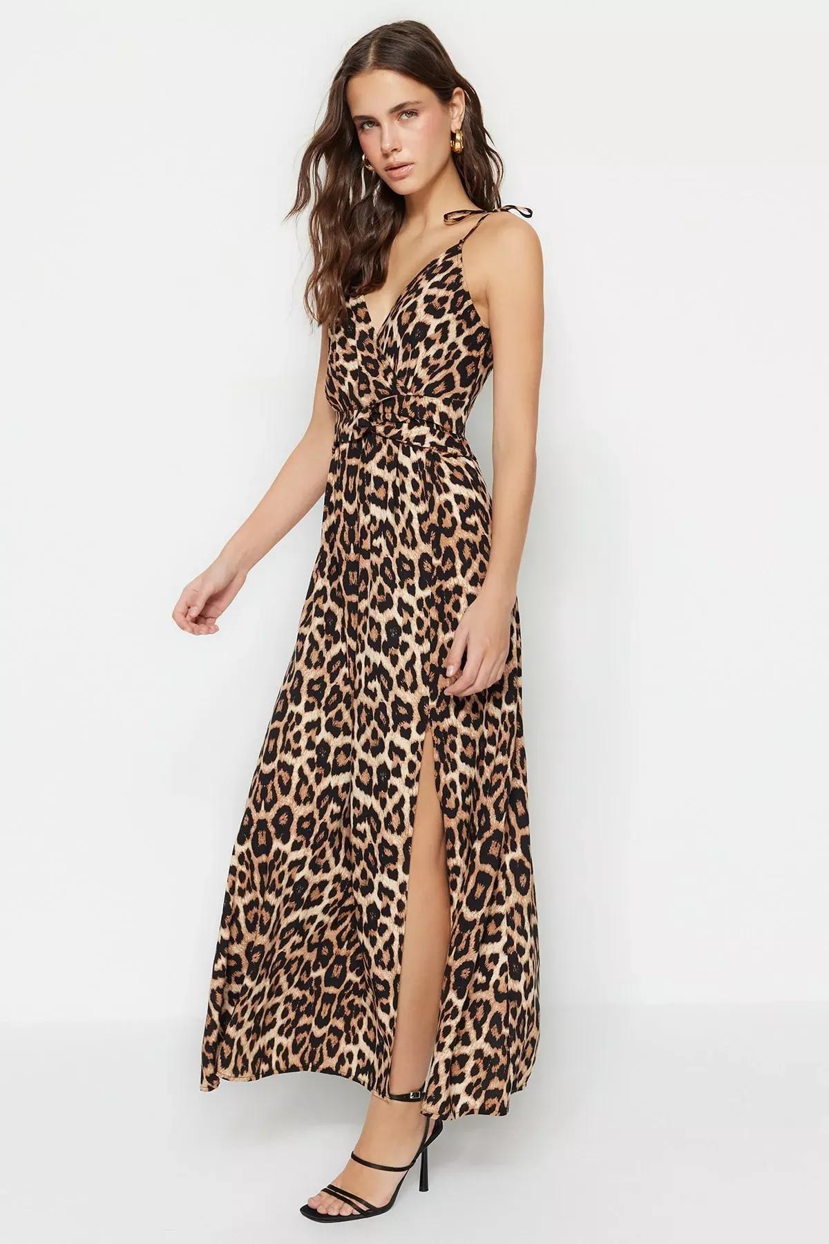 Brown Animal Print Skater Dress, , large image number 0