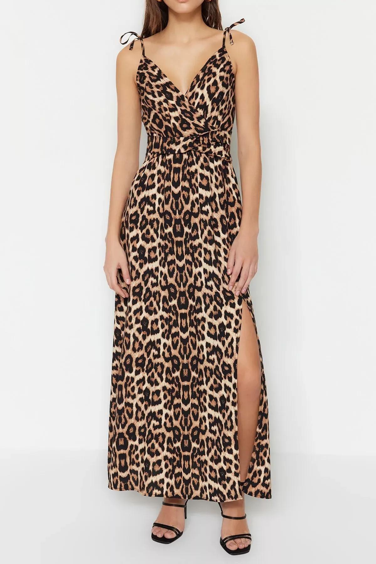 Brown Animal Print Skater Dress, Brown, large image number 3