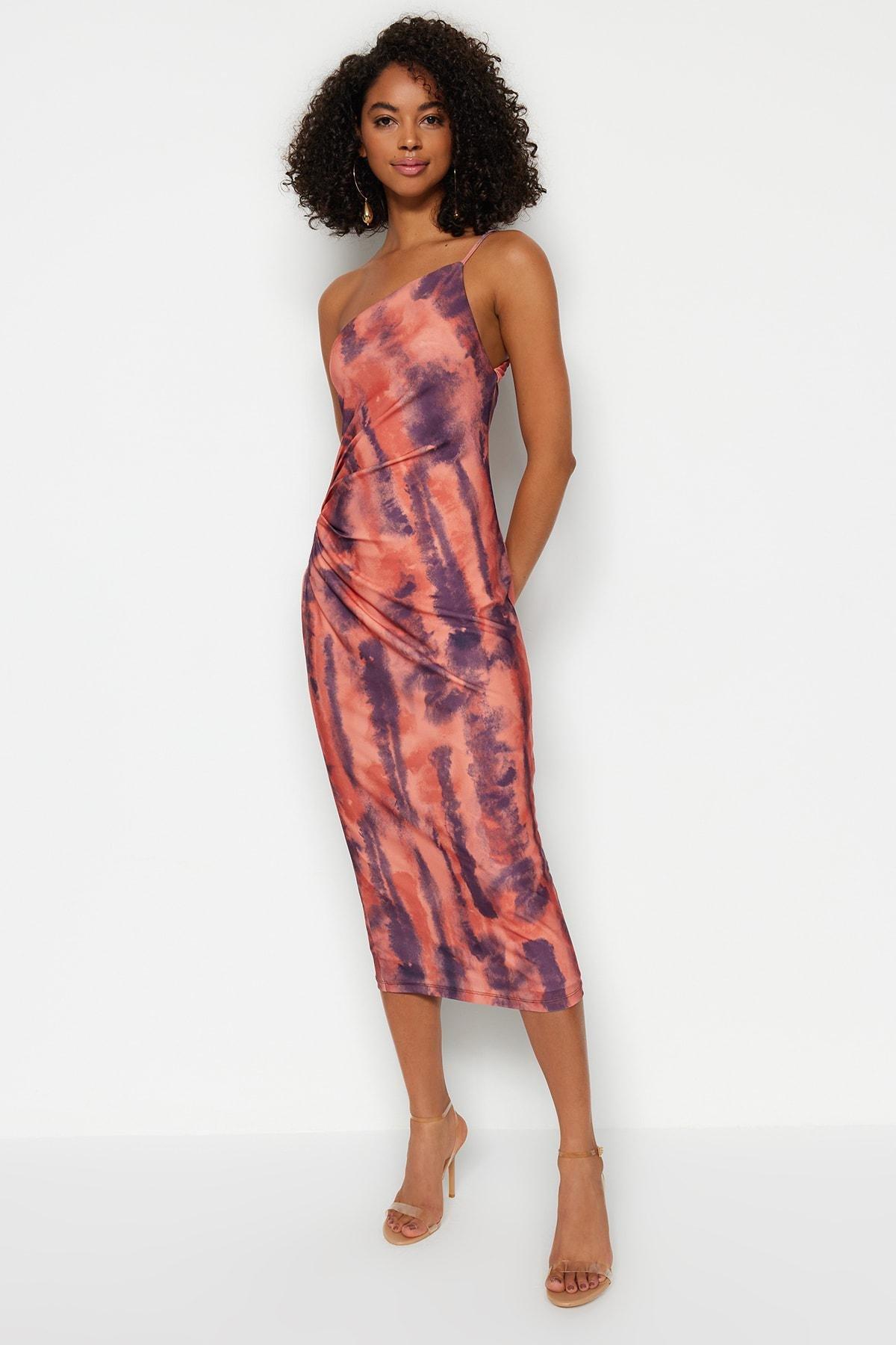 Multicolour Printed Fitted Midi Knit Dress, , large image number 0
