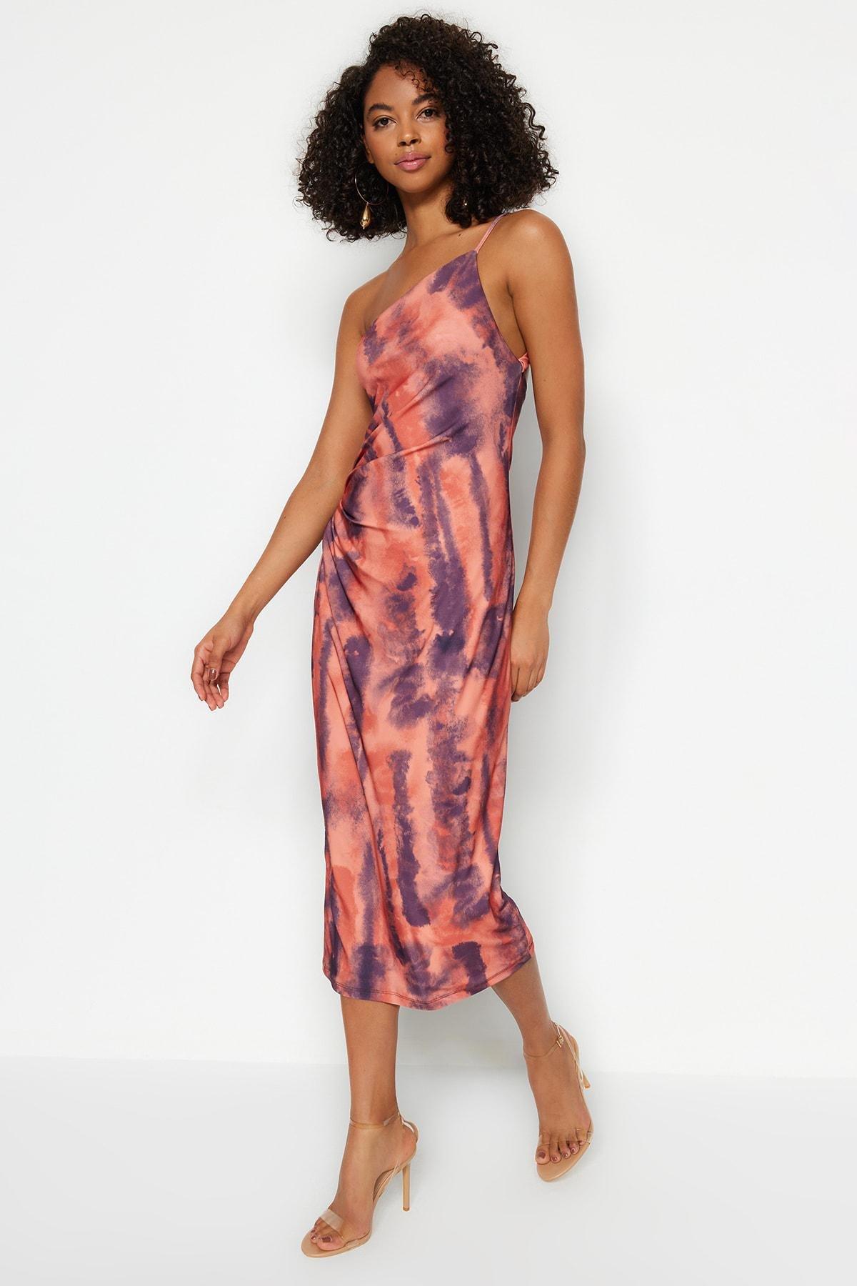 Multicolour Printed Fitted Midi Knit Dress, , large image number 1