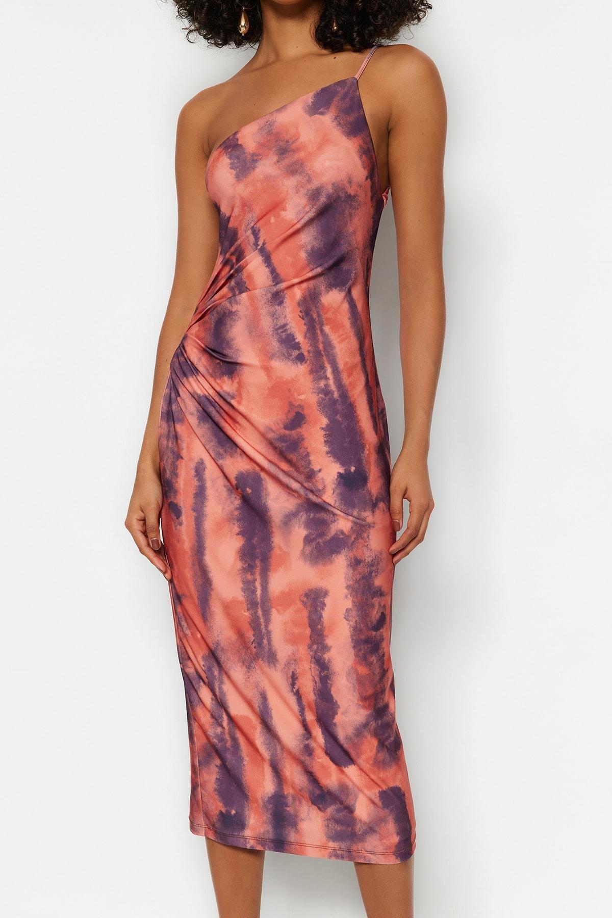 Multicolour Printed Fitted Midi Knit Dress, , large image number 3