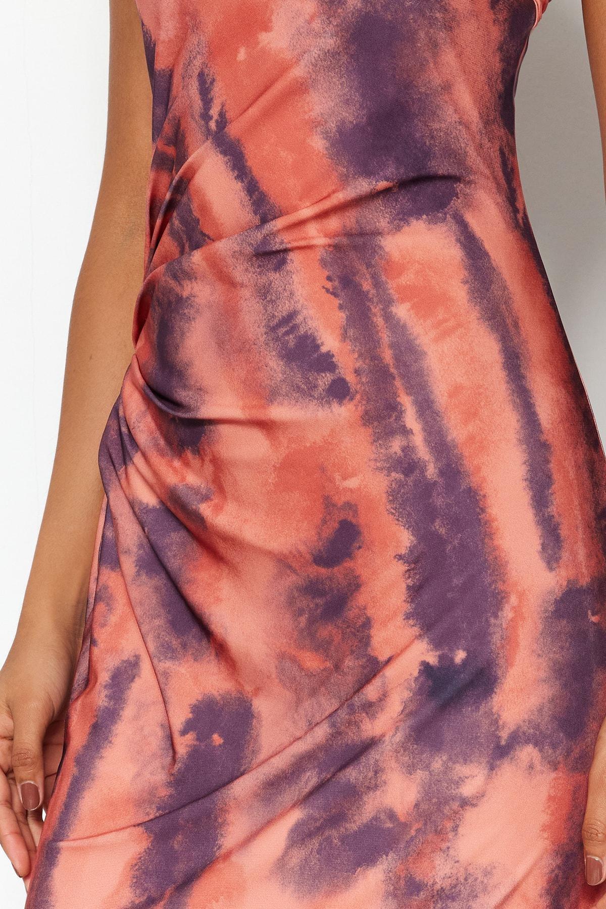 Multicolour Printed Fitted Midi Knit Dress, , large image number 4