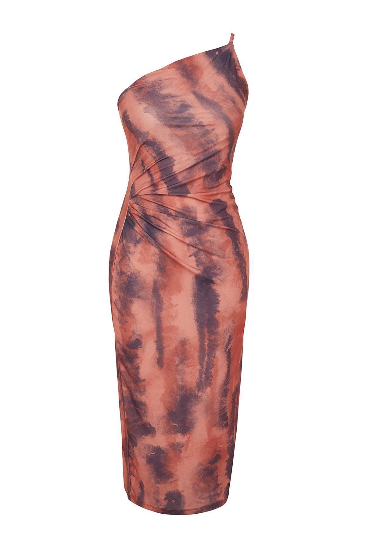 Multicolour Printed Fitted Midi Knit Dress, , large image number 5