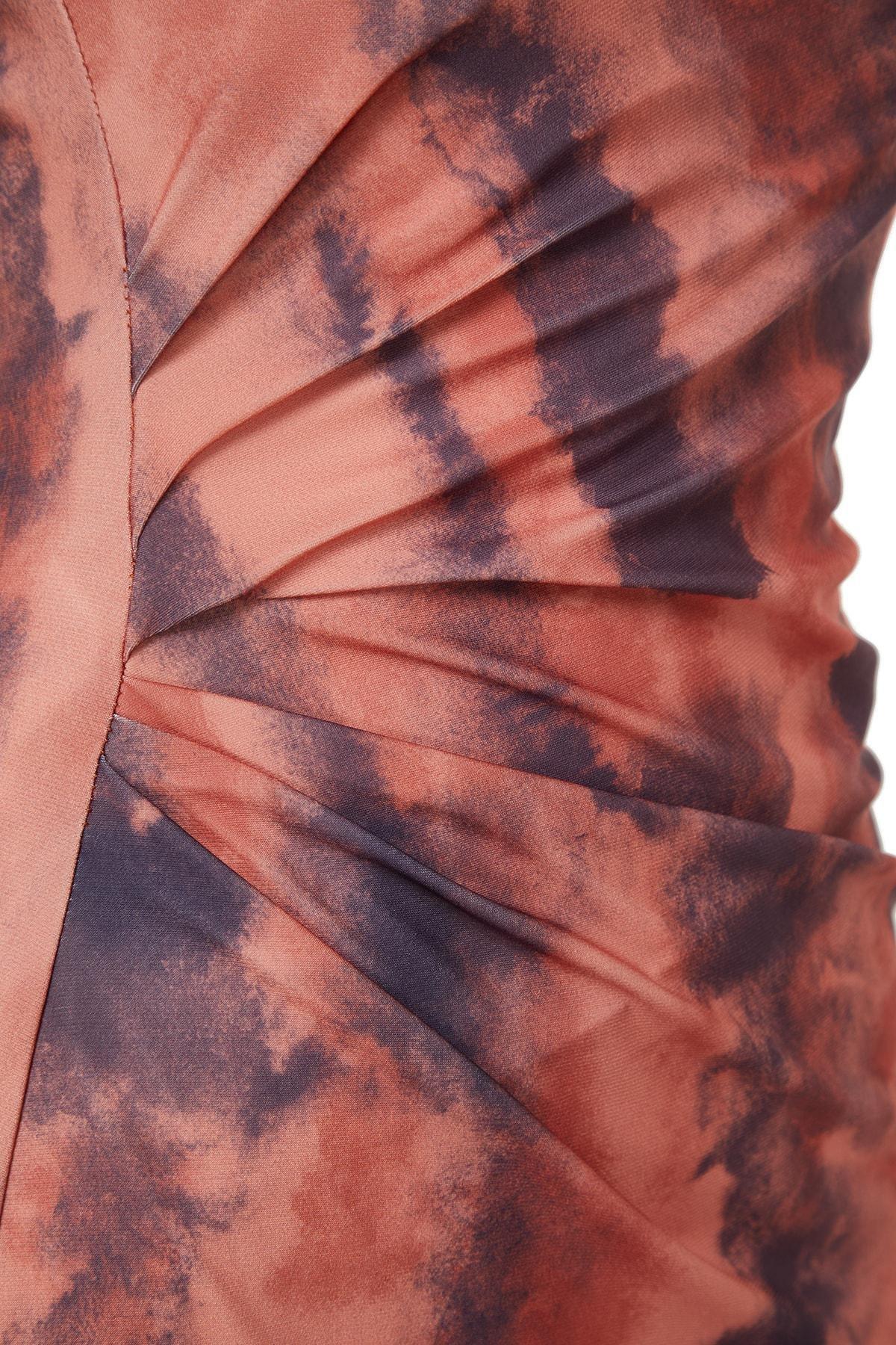 Multicolour Printed Fitted Midi Knit Dress, , large image number 6