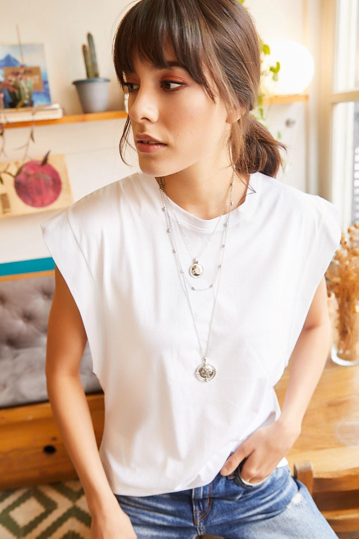 White Sleeveless T-Shirt, White, large image number 1