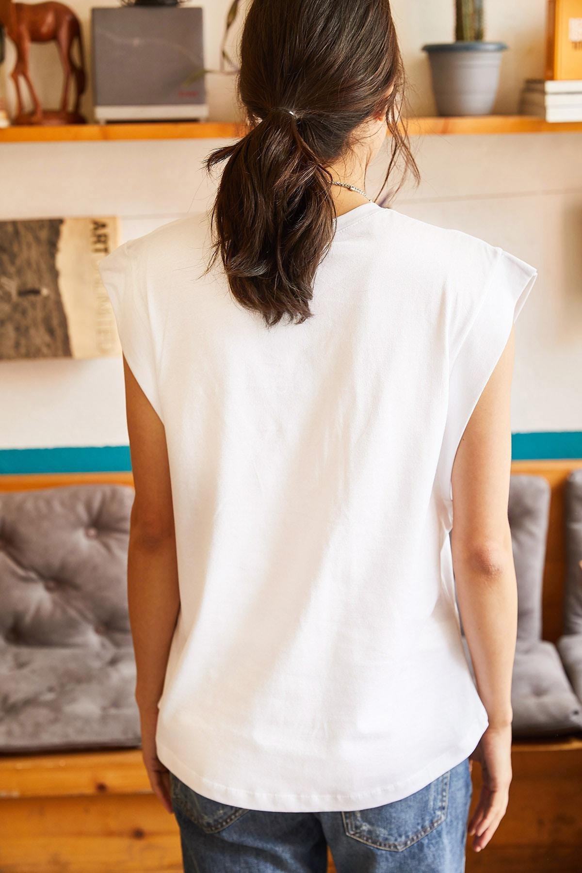 White Sleeveless T-Shirt, White, large image number 5