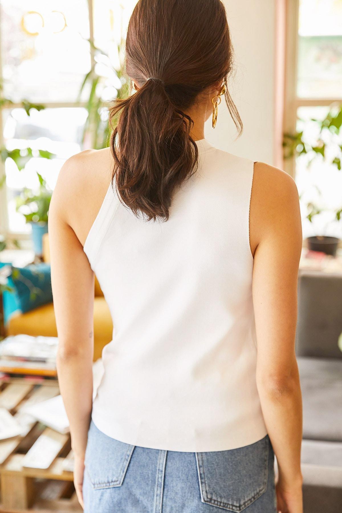 Ecru Summer Knitwear Blouse, Ecru, large image number 3