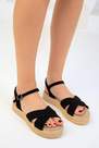 SOHO - Black Cross Strap Platform Sandals
