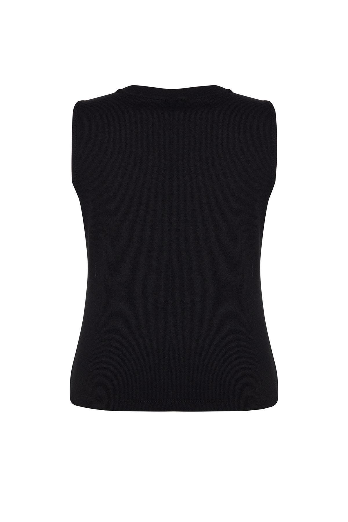 Black Fitted Plus Size Blouse, , large image number 6