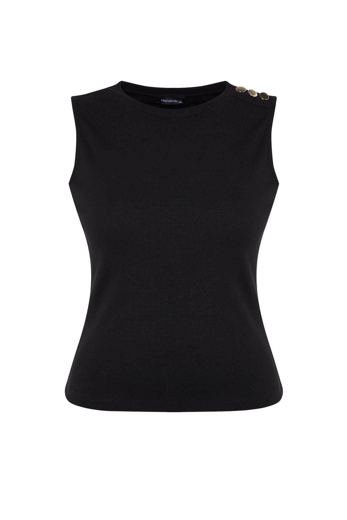 Black Fitted Plus Size Blouse, , large image number 7