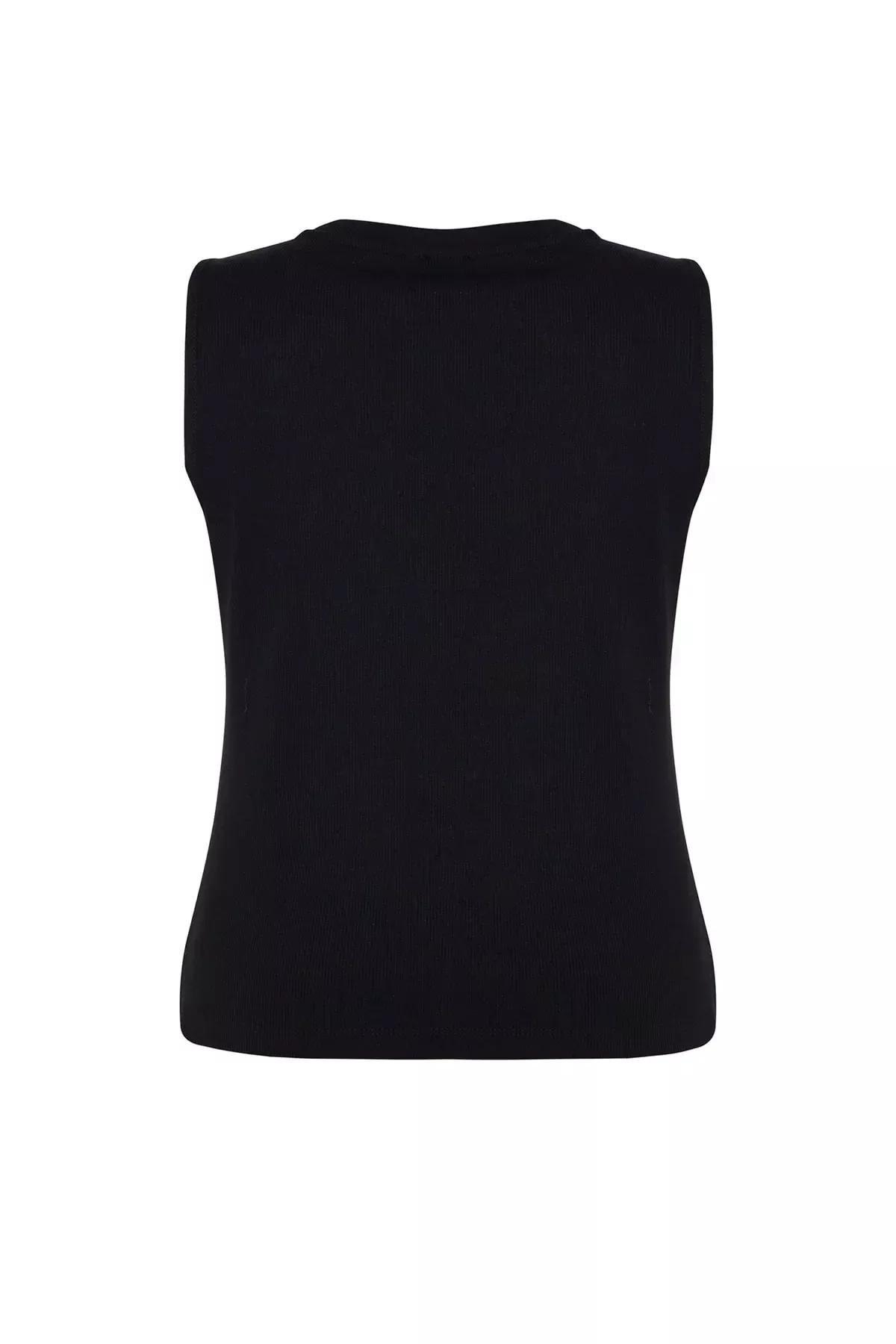 Black Fitted Plus Size Blouse, Black, large image number 7
