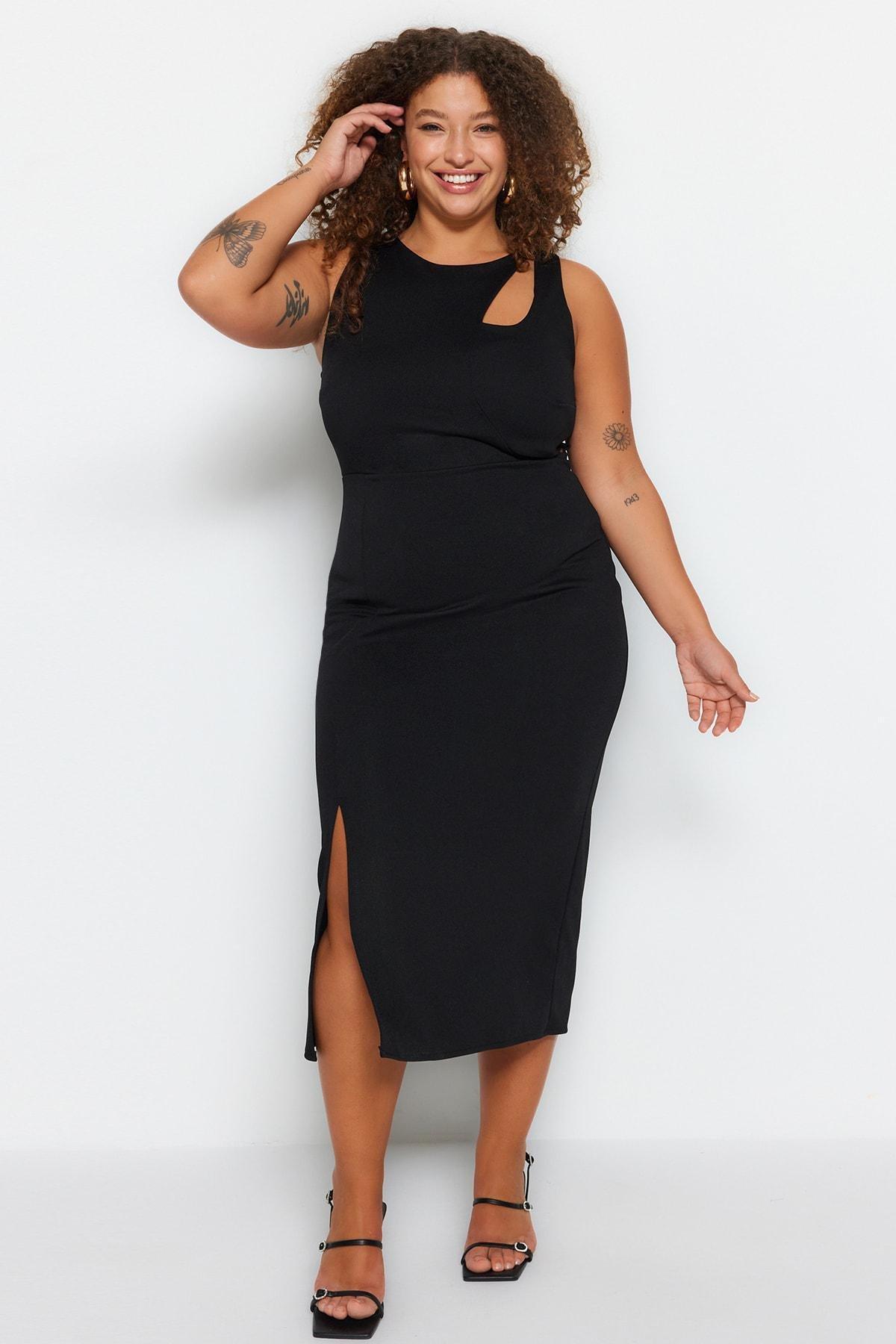 Black Plus Size Bodycon Dress, , large image number 0