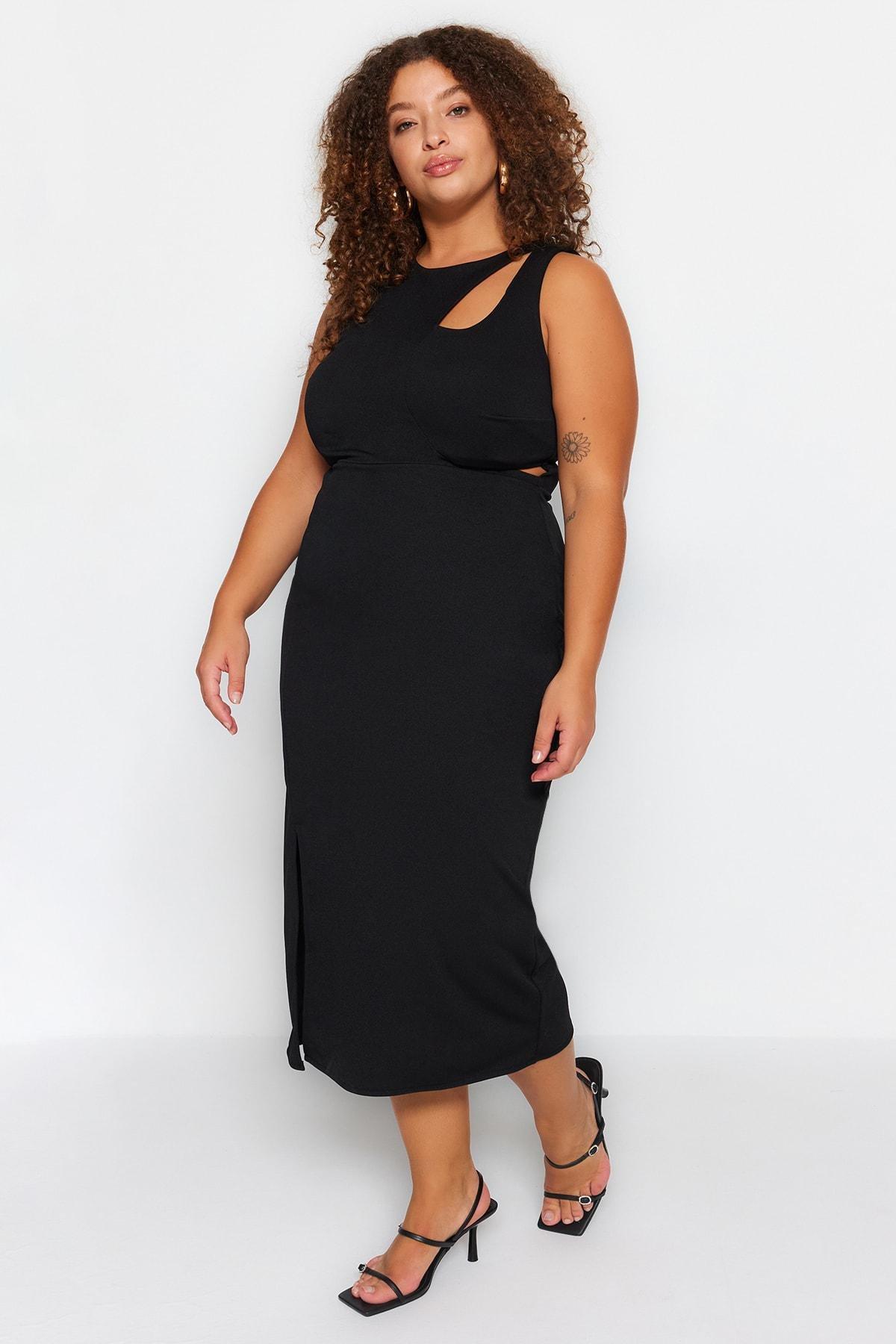Black Plus Size Bodycon Dress, , large image number 1