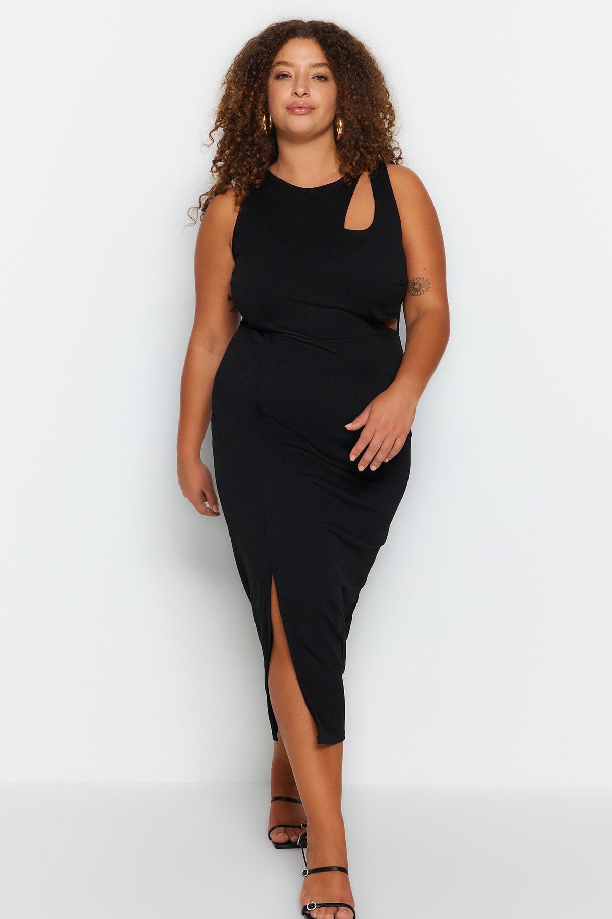 Black Plus Size Bodycon Dress, , large image number 2