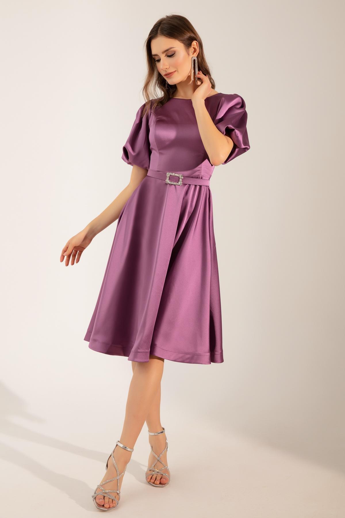 Lafaba - Purple Mini Satin Occasionwear Dress