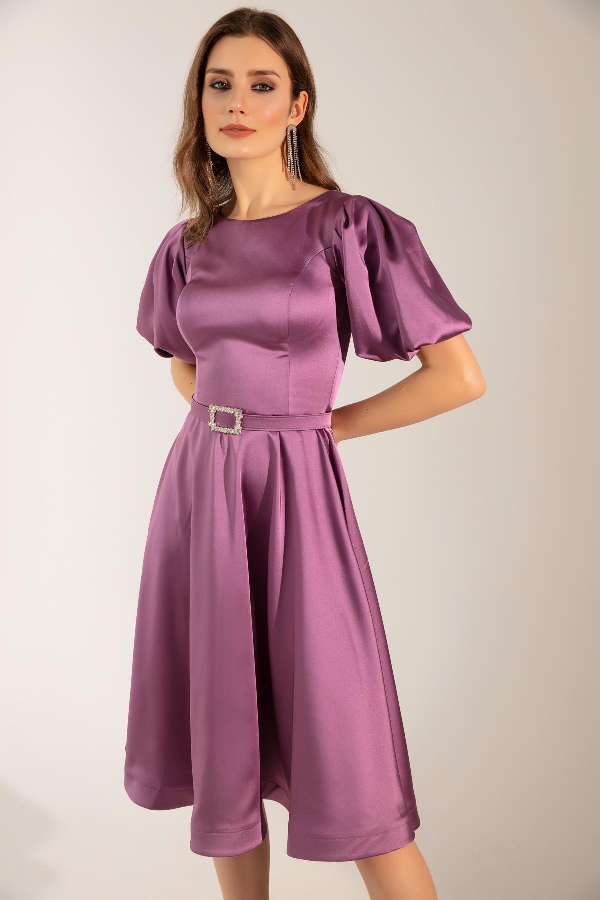 Lafaba - Purple Mini Satin Occasionwear Dress