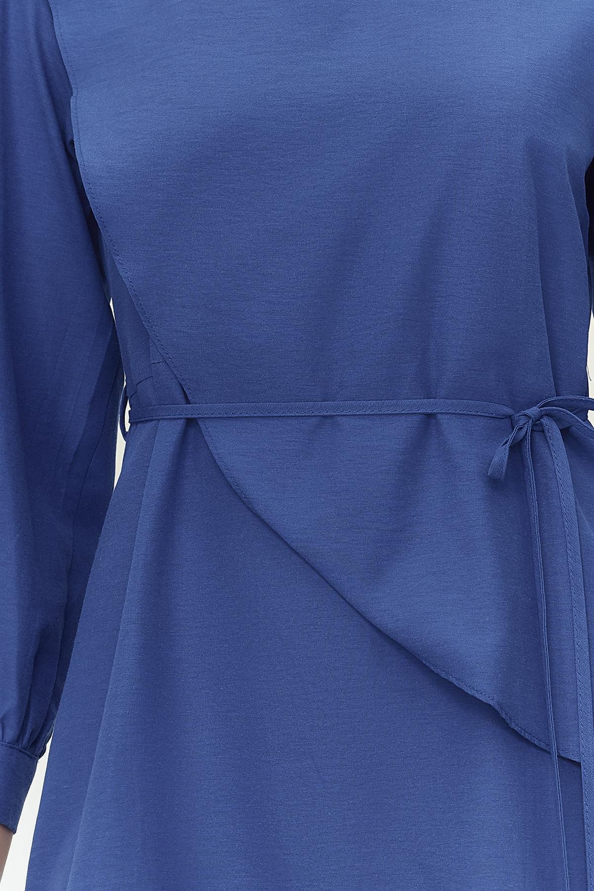 Blue Belted Cotton Woven Dress, , large image number 4