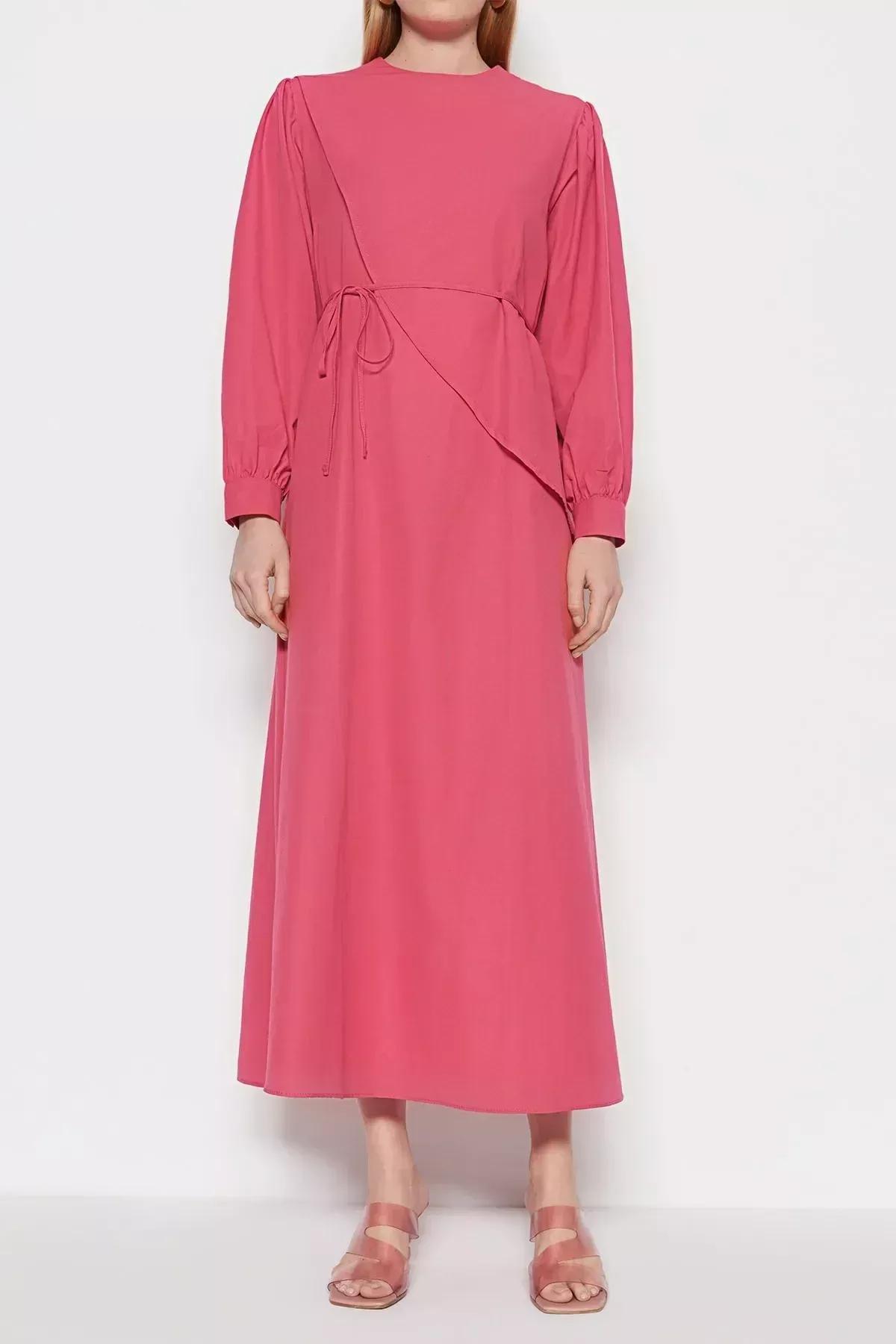 Pink Crew Neck A-Line Dress, , large image number 3