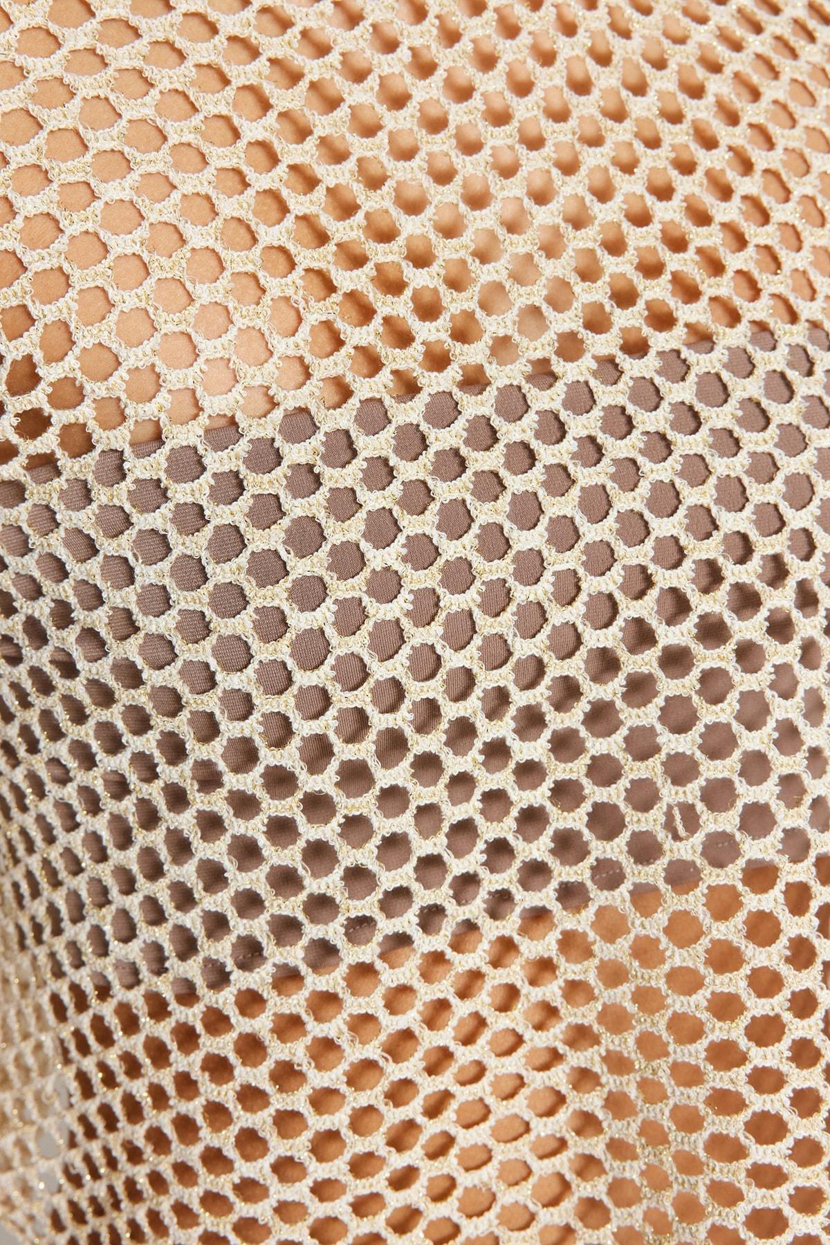 بلوزة بفتحة رقبة مستديرة، بيج, , large image number 4