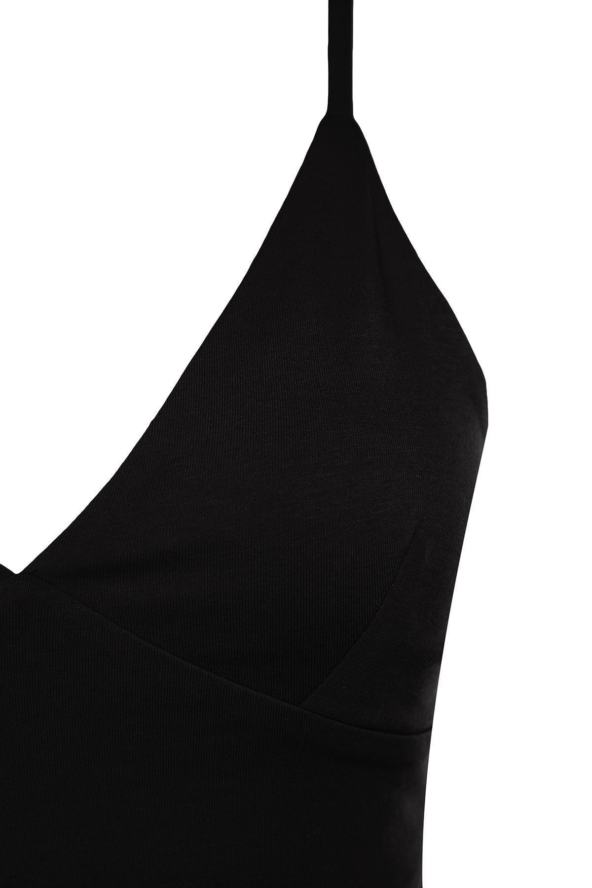 بلوزة قصيرة بفتحة رقبة V، أسود, , large image number 6